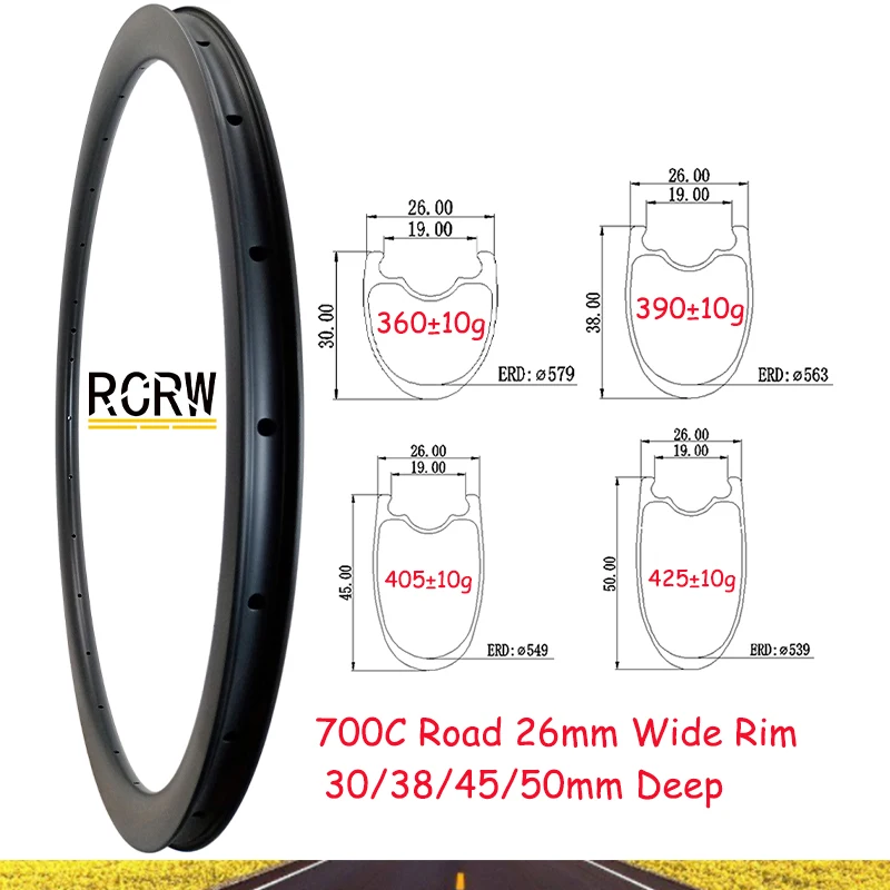 700C Carbon Rim Lihgt 30X26 38X26 45X26 50X26 Wide 26 Deep 30 38 45 50 Disc or V Brake Tubeless UD 3K 12K 16 18 20 21 24 28 32 H