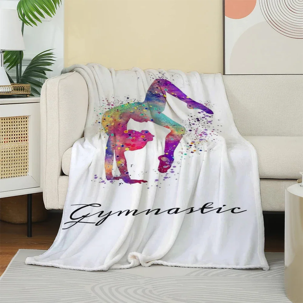 Vibrant Watercolor Gymnast Flannel printed blanket suitable for all seasons suitable for living room office sofa and travel