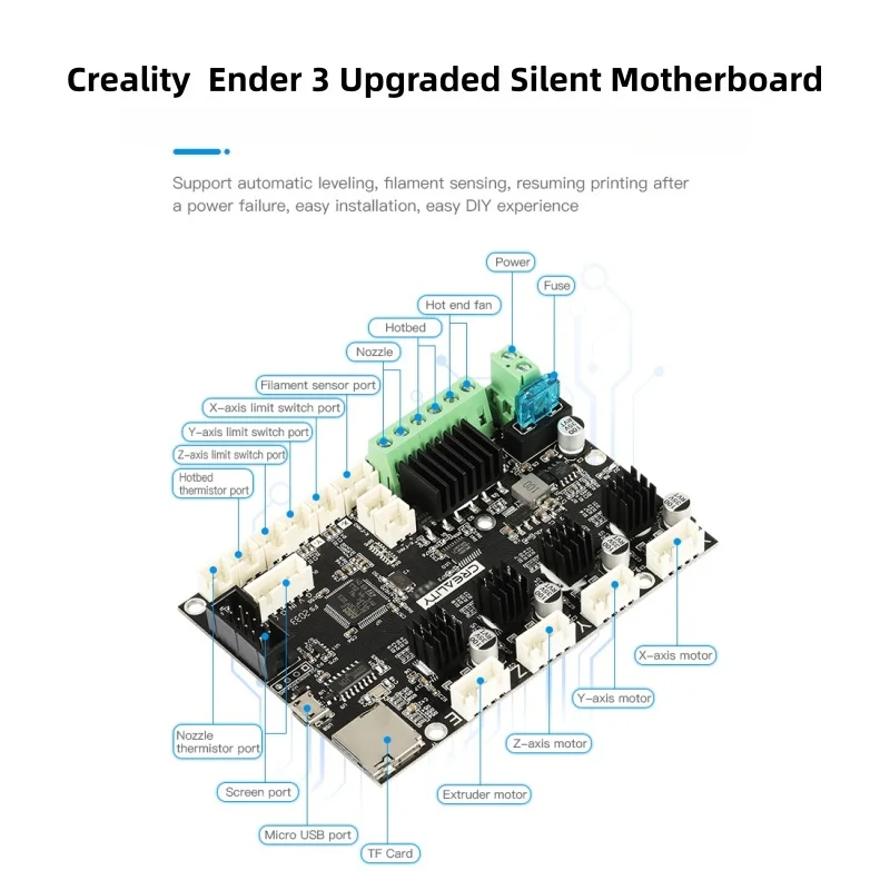

Официальная обновленная бесшумная материнская плата Creality Ender 3, драйвер V4.2.7 TMC2225, Marlin 2.0.1, совместимая с 3D-принтом серии Ender 3