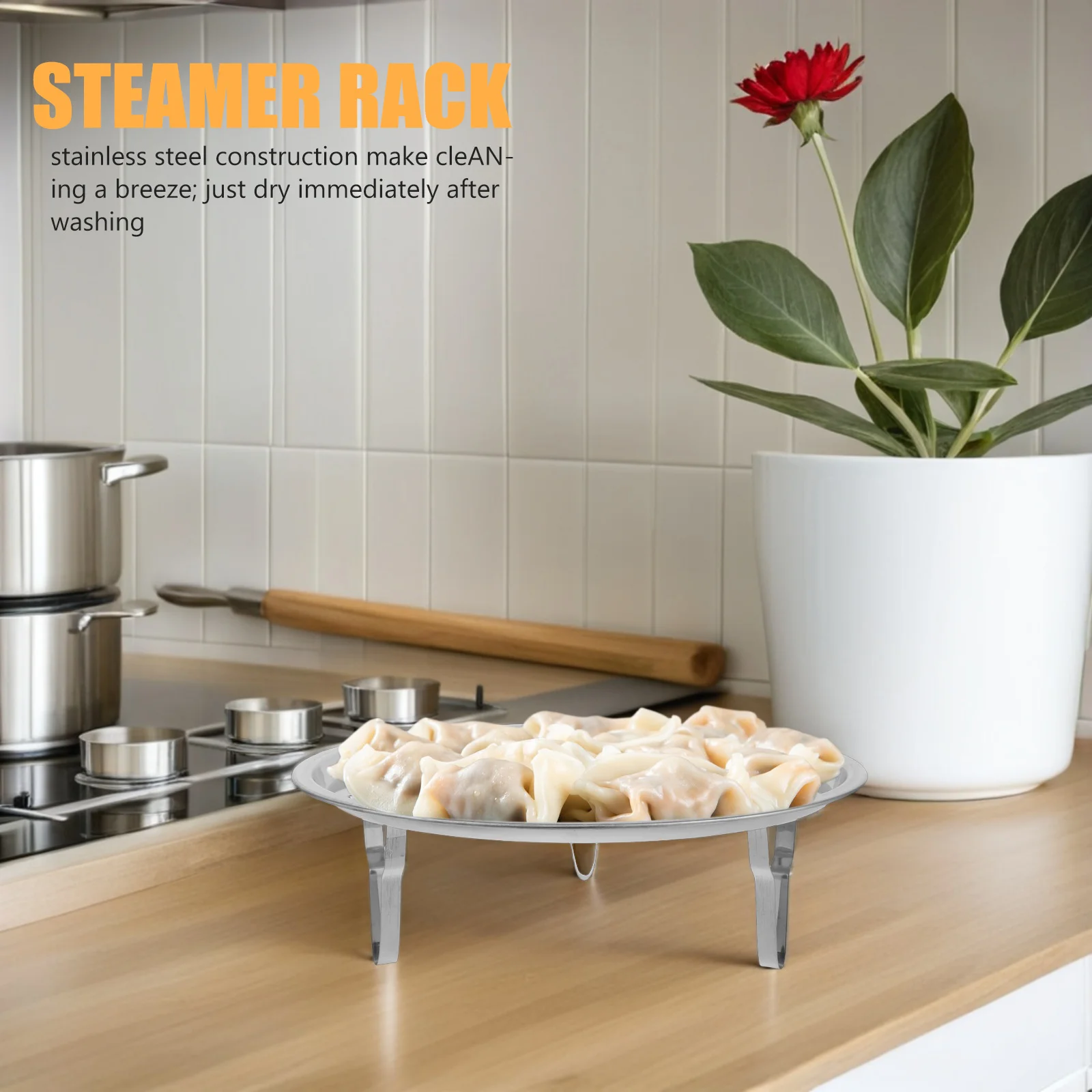 

Stainless Steel Steaming Rack Round Cooking Tray For Dumplings Buns Rice Cakes Egg Holder Steamer Insert With Detachable