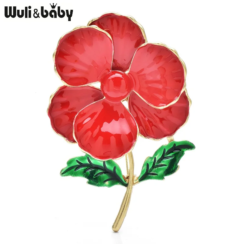 

Wuli&baby New Designer Flowers Brooches For Women Unisex 2-color Big Enamel Beauty Plants Party Wedding Brooch Pins