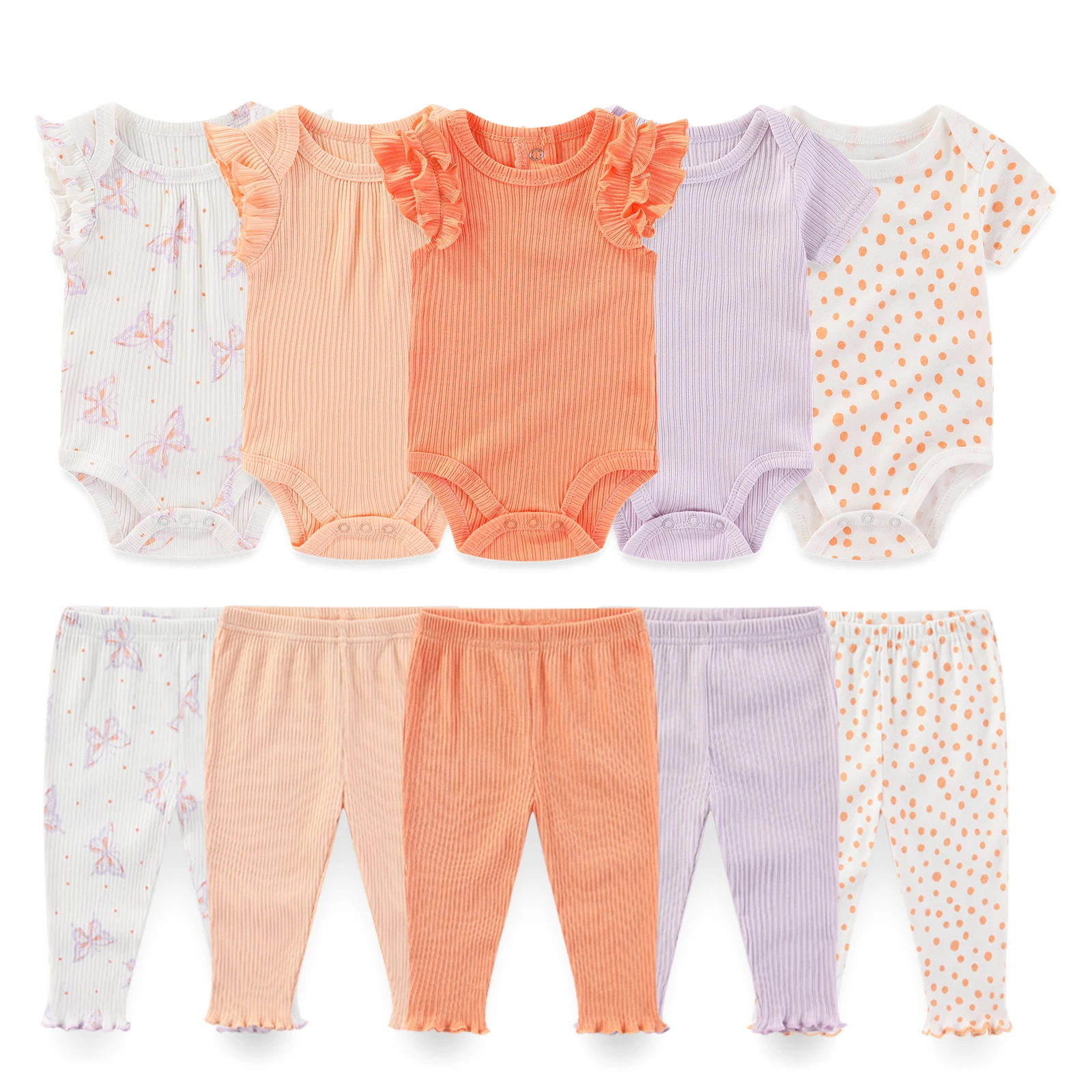 Fashion Cute Baby Bodysuits+Pants Clothing Set Short Sleeve Newborn Boy Girl Soft Onesies Trousers 0-12M Infant Clothes