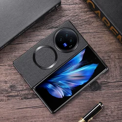 Cloth Texture Shockproof Lens Protection Hard Plastic Magnetic Wireless Charging Case For VIVO X fold3 Pro Fold 3 3Pro