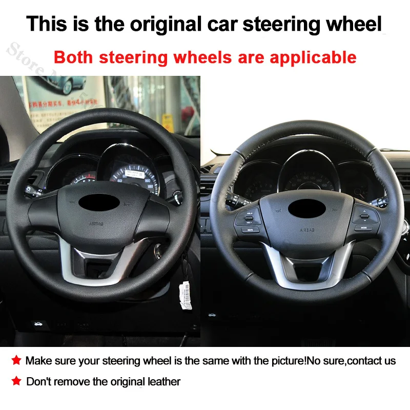 DIY Microfiber Leather Hand Sewing Steering Wheel Cover For Kia Rio 2011-2015 K2 2011-2014 Pride 2011-2017 Interior Accessories