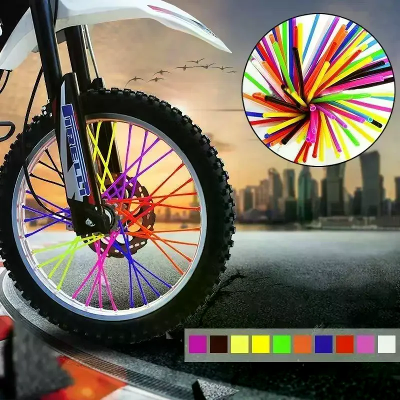 72PCS Colors Universal Dirt Bike Spoke Covers Motorcycle Wheel Rim Spoke Wrap Kit Protector For Motocross Bicycle