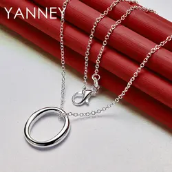 Fine 925 Sterling Silver 16-30 Inches 26MM Simple Round Necklace For Women Men Fashion Party Gift Jewelry Charm