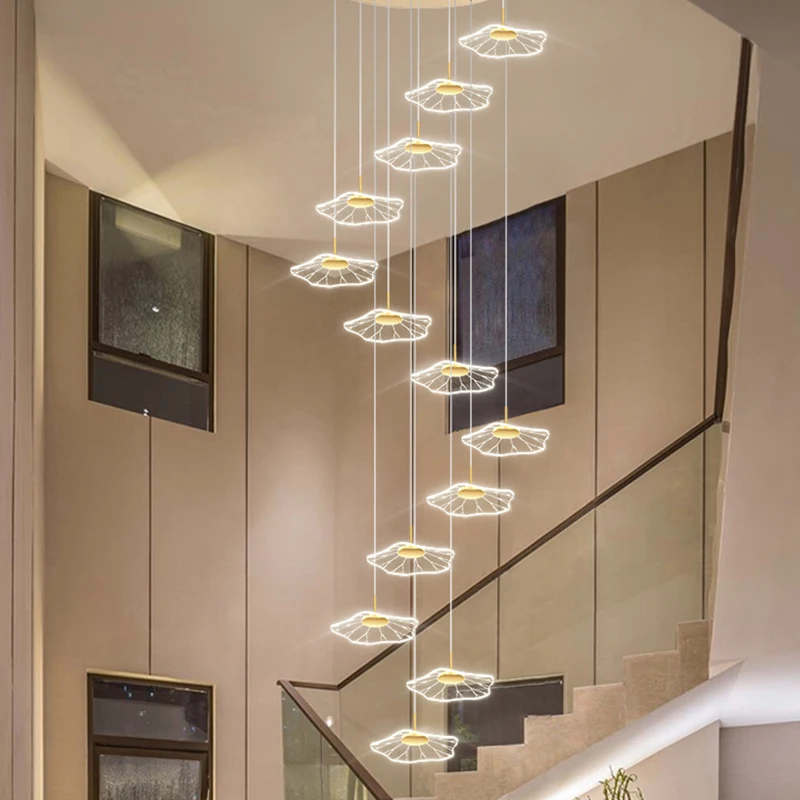 Lustre moderno para escada, luminária pendente para iluminação interna, lâmpada de teto suspensa, lustre led para sala de estar, iluminação interna