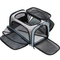 Pet Carrier Expandable Foldable Soft Dog Bag Backpack 5 Open Doors Reflective Tapes Pet Travel Bag Carrier for Cats Puppy