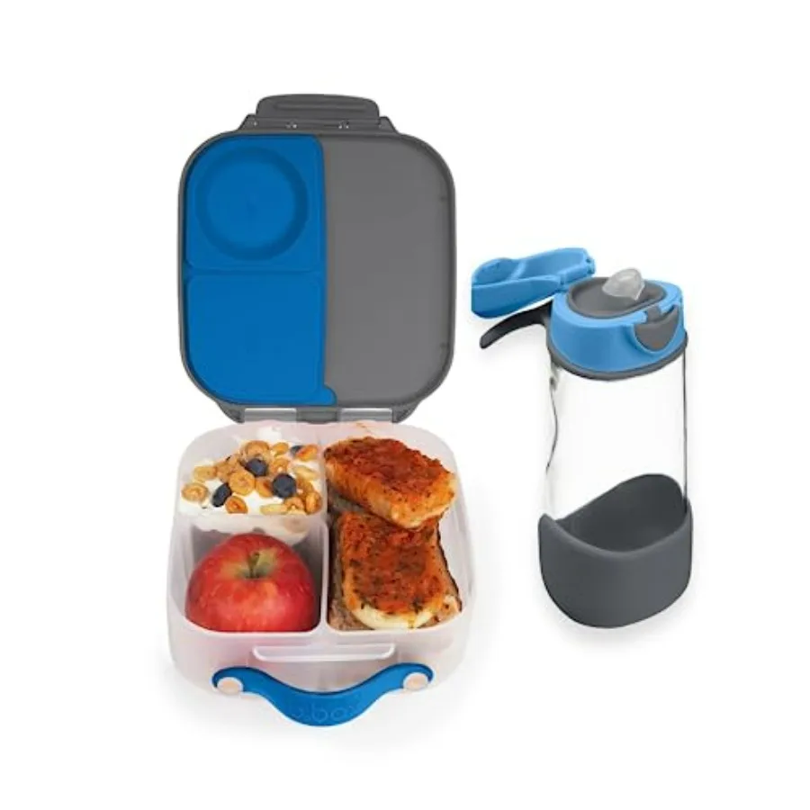 

Mini Lunchbox & 15oz Sport Spout Water Bottle | Matching Bento Box/Lunch Box + Kids Drink Bottle | Color: Blue Slate | Capacity: