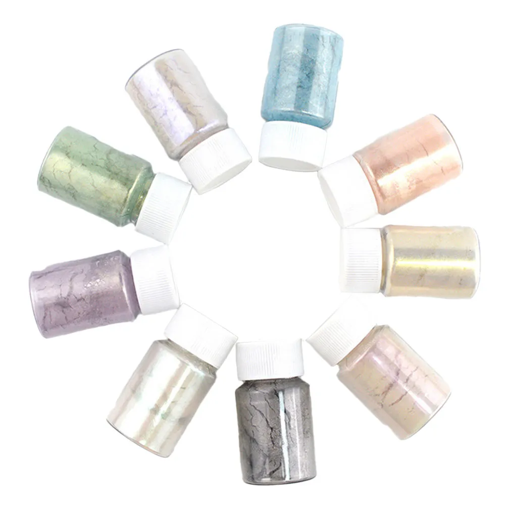9Pcs Mica Pigment Powder Set Grade Safe for Bath Bombs Soap Making Nail Art Resin DIY Crafts Color Pigment