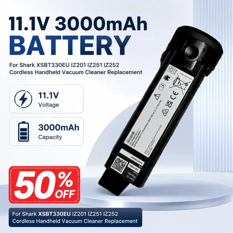 11.1V 3000mAh Battery For Shark XSBT330EU IZ201 IZ251 IZ252 Cordless Handheld Vacuum Cleaner Replacement