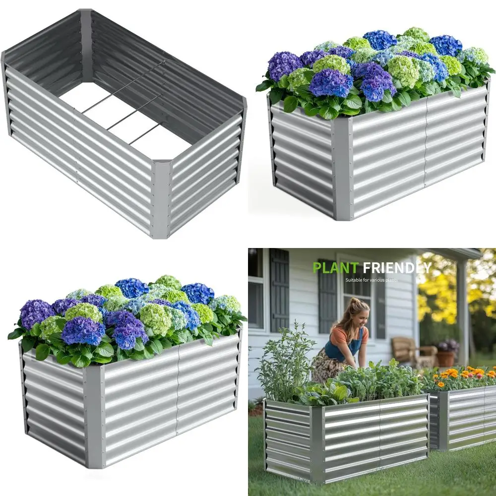 

2ft x 2ft Galvanized Metal Raised Garden Bed Kit for Outdoor Vegetables, Flowers, and Herbs