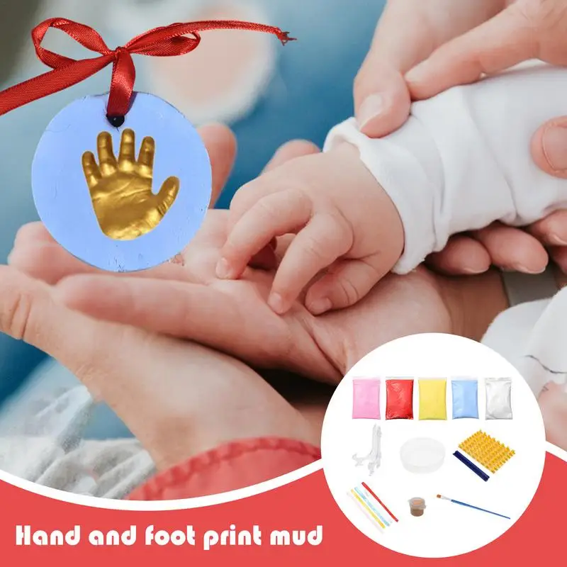 Kit per mani e impronte per bambini Kit per impronte di mani per piedi ornamento per la stampa del piede della mano Kit artistico fai da te ricordo decorativo per l'arte dell'impronta del bambino