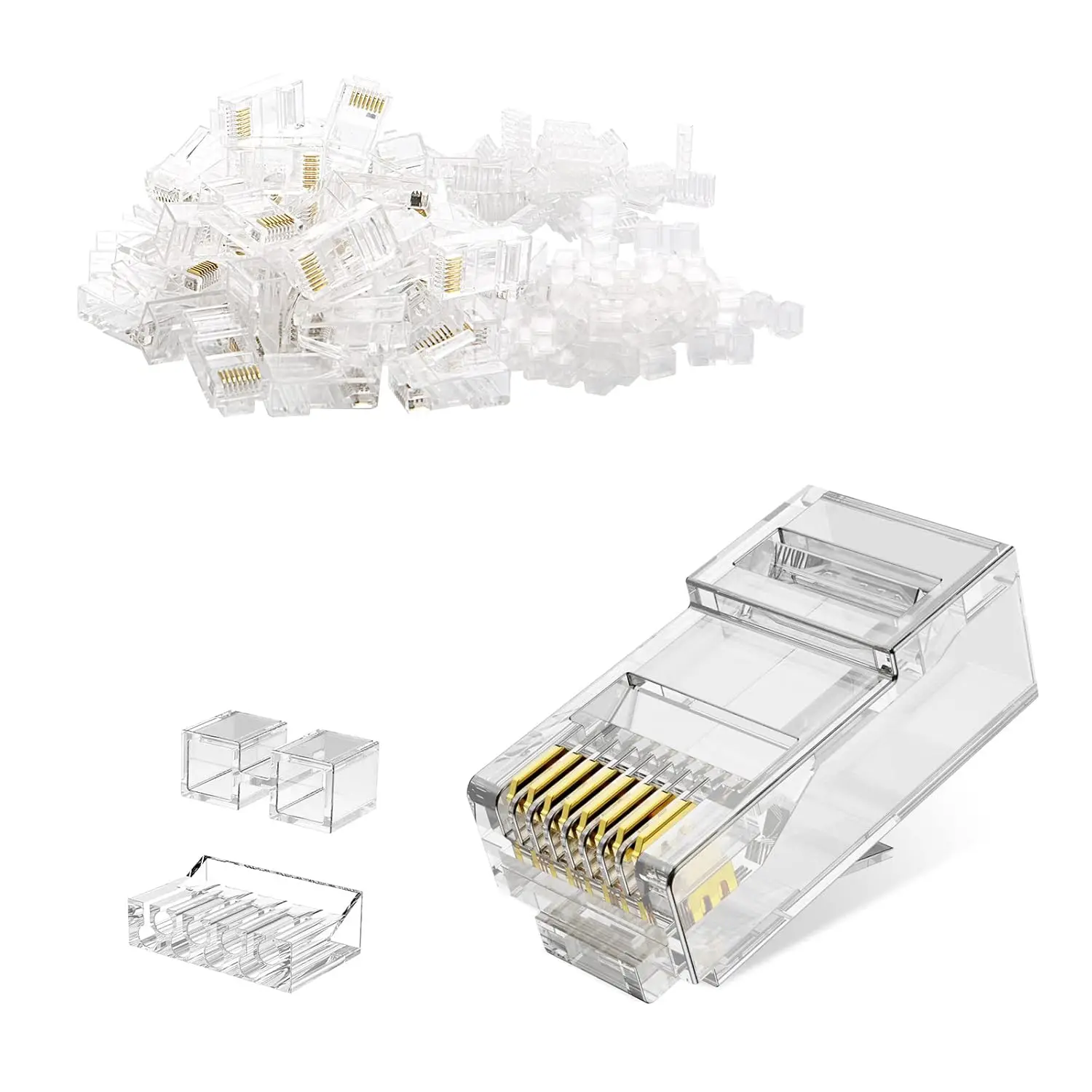 Cable Creation RJ45 Connectors, RJ45 Connector Connector Network Unshielded RJ45 Perforated Crystal Head Network Cable