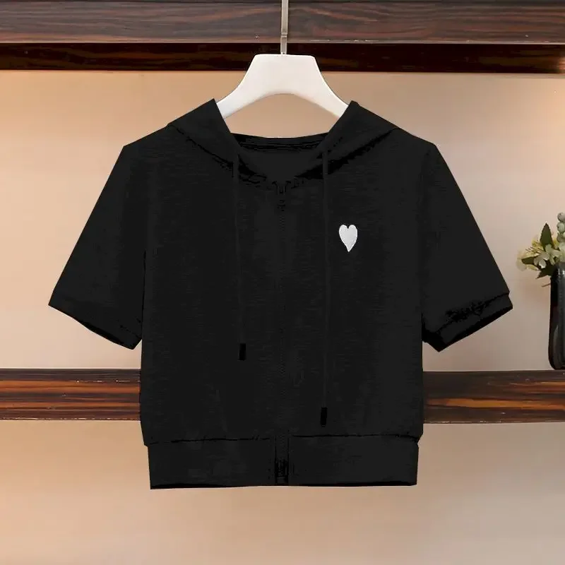 Damskie komplety T-shirtów Moda Krótkie Bluzy z Kapturem Sportowe Codzienne Komplety 2025 Letni Trend Wąskie Krótkie Rękawy Bluzki Spodnie Dresowe Dwuczęściowy Zestaw