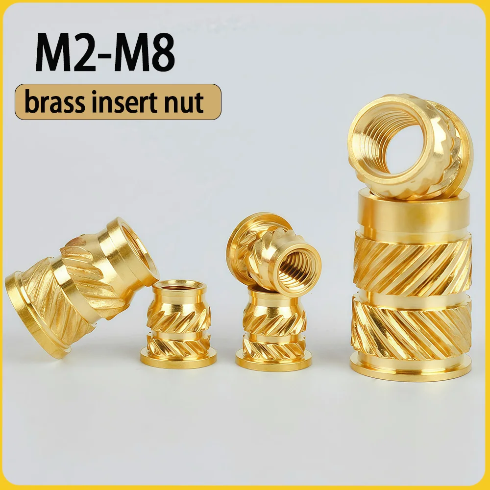 

M2 M3 M4 M5 M6 M8 Brass Heat Insert Nut Hot Melt Flange Thread Knurled T-type Copper 3D Printing Injection Embedment Molding Nut