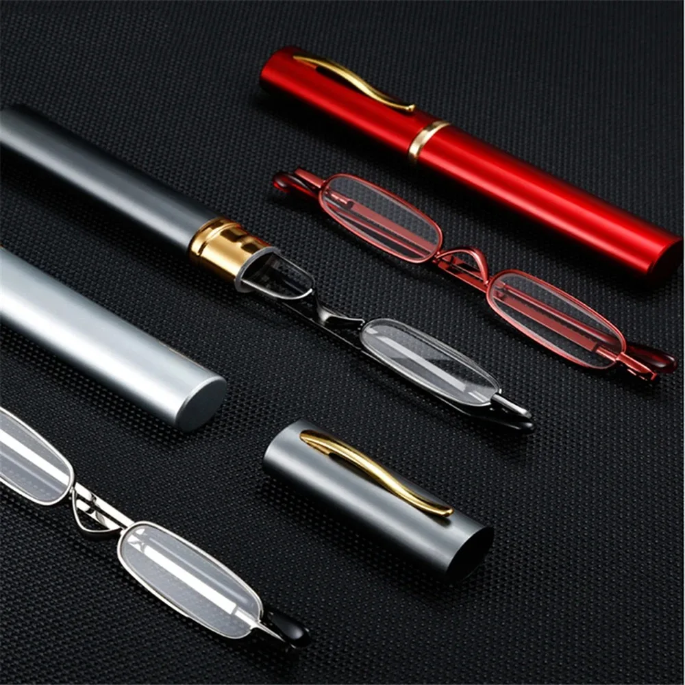 Neue Mini Super Schmale Falten Lesebrille Frauen Männer Tragbare Container Presbyopie Stift Gläser Mit Box + 1 + 1,5 + 2 + 2,5 + 3,0 – Detail 11