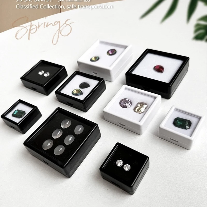 3/4/5 Cm 70 Stuks Gem Display Box Edelsteen Bead Charms Transparante Opbergdoos Voor Diamant Houder container Collectie