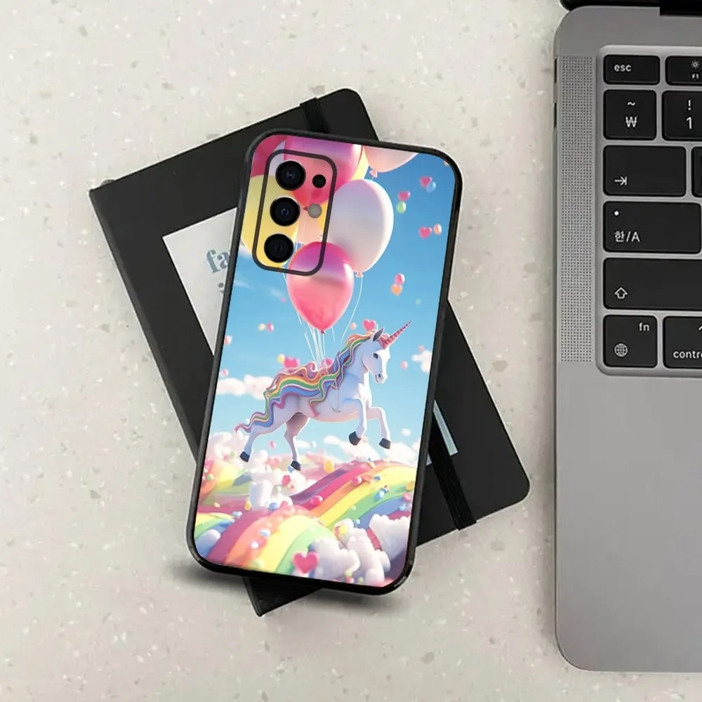 Pink Unicorn Rainbow Cartoon Phone Case For Samsung Galaxy A13,A21s,A22,A31,A32,A52,A53,A71,A80,A91 Soft Black Cover