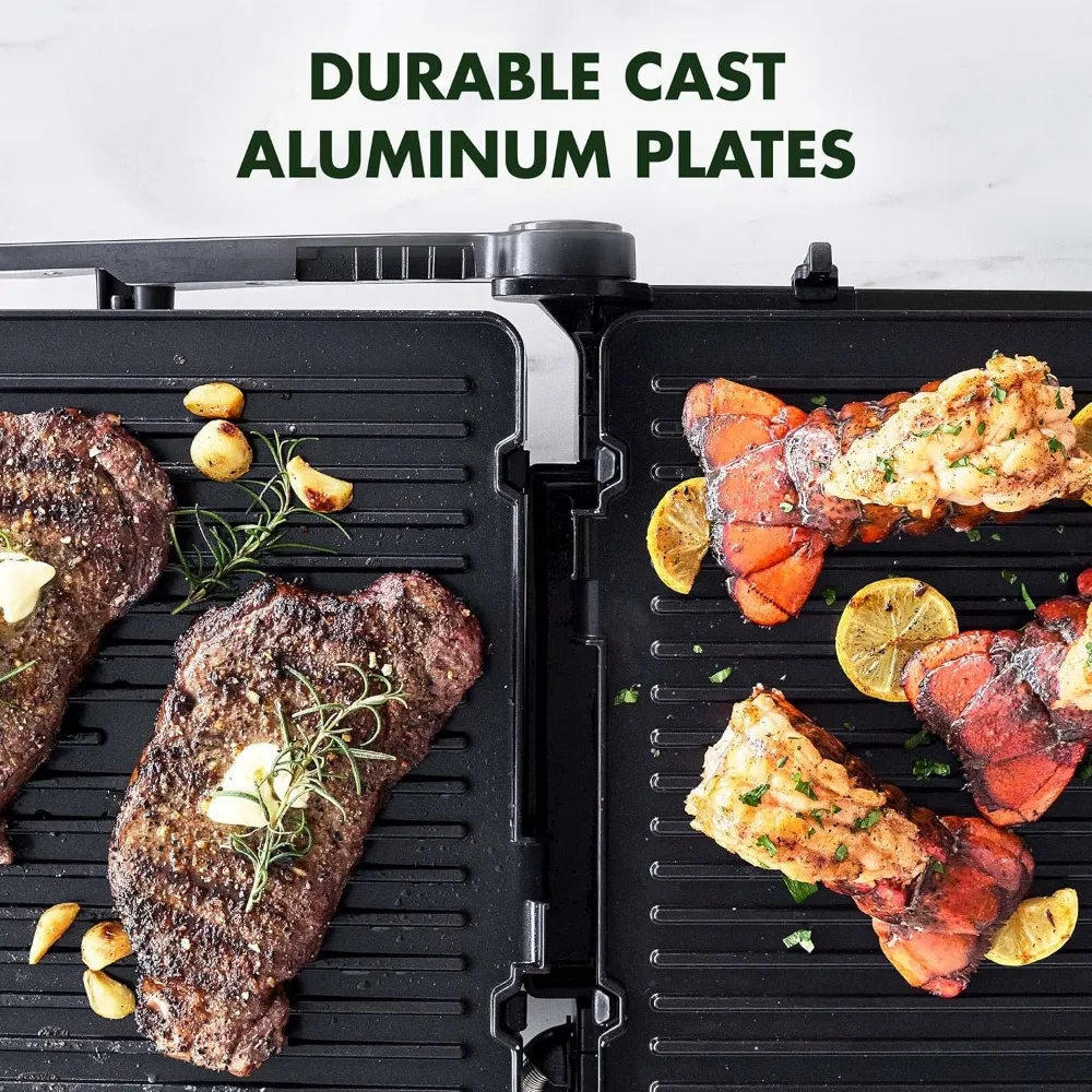 7-in-1 Multi-Function Contact Grill & Griddle, Adjustable Shade & Shear, Closed Press/Open Flat Surface,Blue Haze