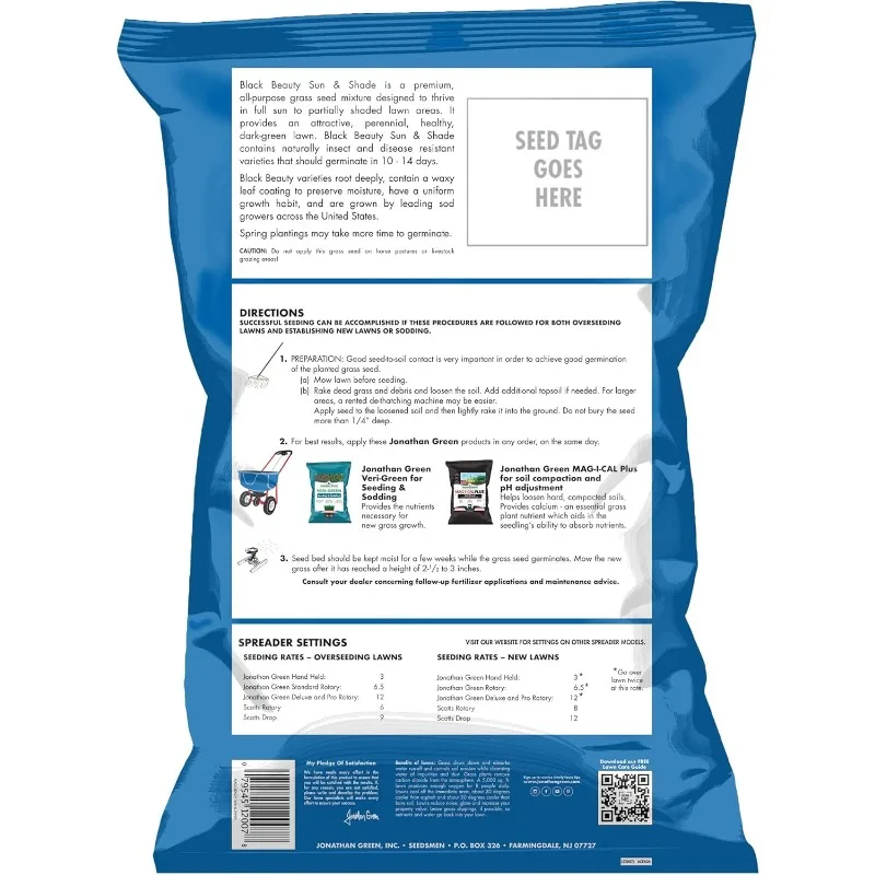 

(12007) Black Beauty Sun & Shade Grass Seed - Cool Season Lawn Seed, 50 lb