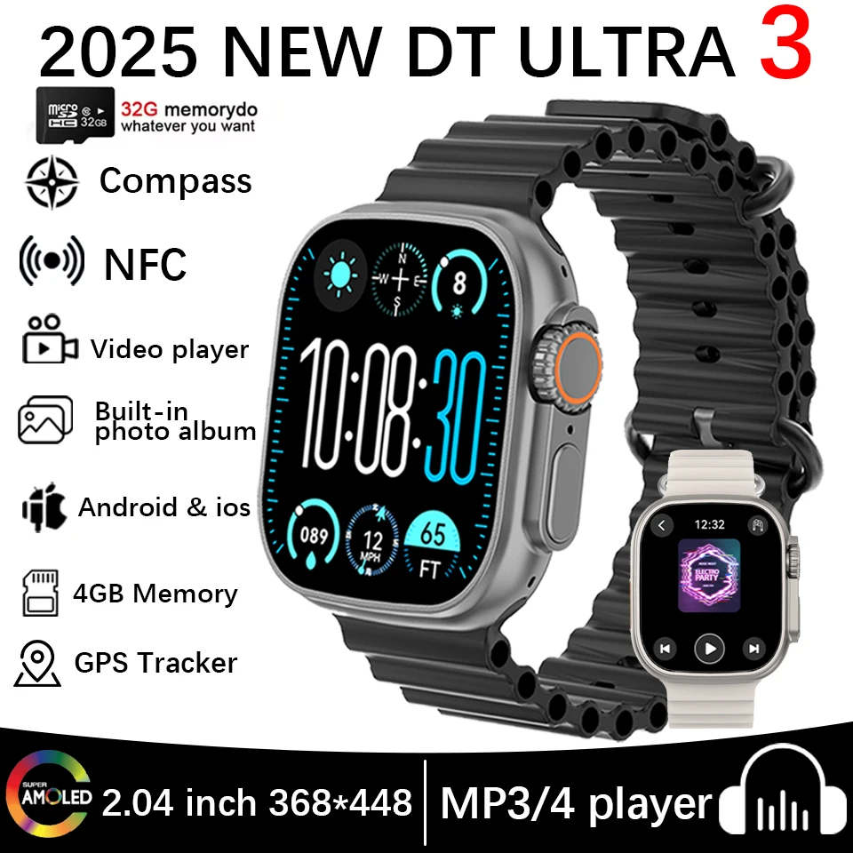 

2026 New Original Watch DT Ultra 3 Pro Smart Watch Men Google map NFC GPS Tracker HD BT Call IP68 Waterproof smart watches Women