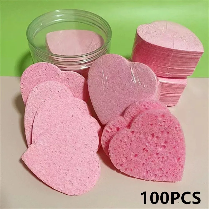 Hartvorm Herbruikbare Gezichtssponzen Pad 10/50/100PCS Gecomprimeerd Natuurlijke Exfoliërende Reinigingspads voor Gezicht