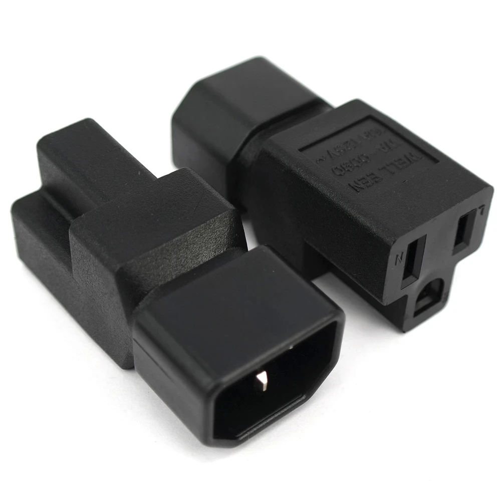 1pcs IEC 320 C14 to Nema 5-15R AC Adapter, C14 to 5-15R USA 3Pole Power Adapter, IEC 3Pole Male to USA 3Pole Female AC Converter