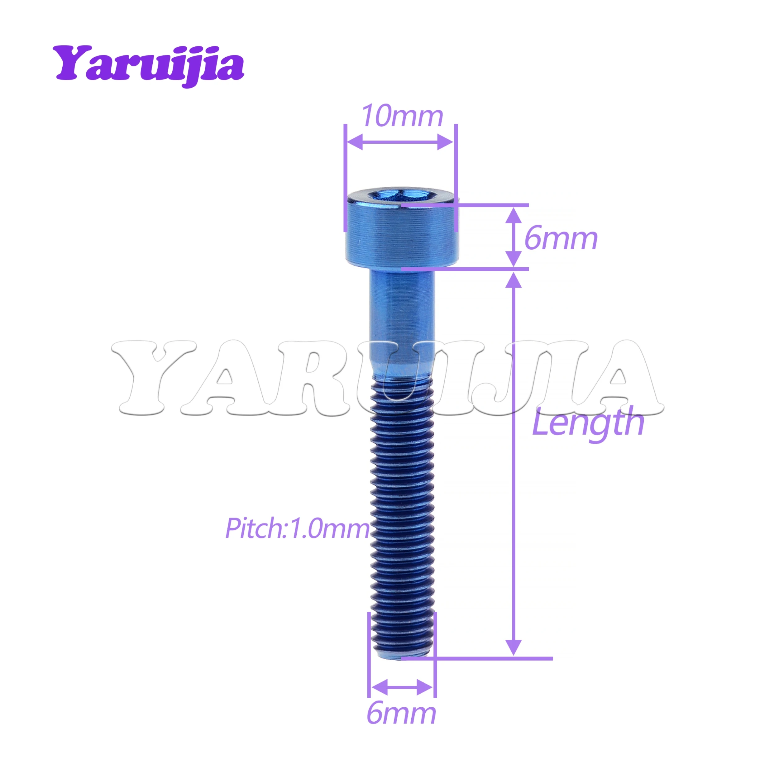 Yaruijia 6Pcs Titanium Alloy Bolts M6x10 15 16 18 20 25 30 35 40 45 50 55 60 65mm Screws for Bicycle Headset Brake