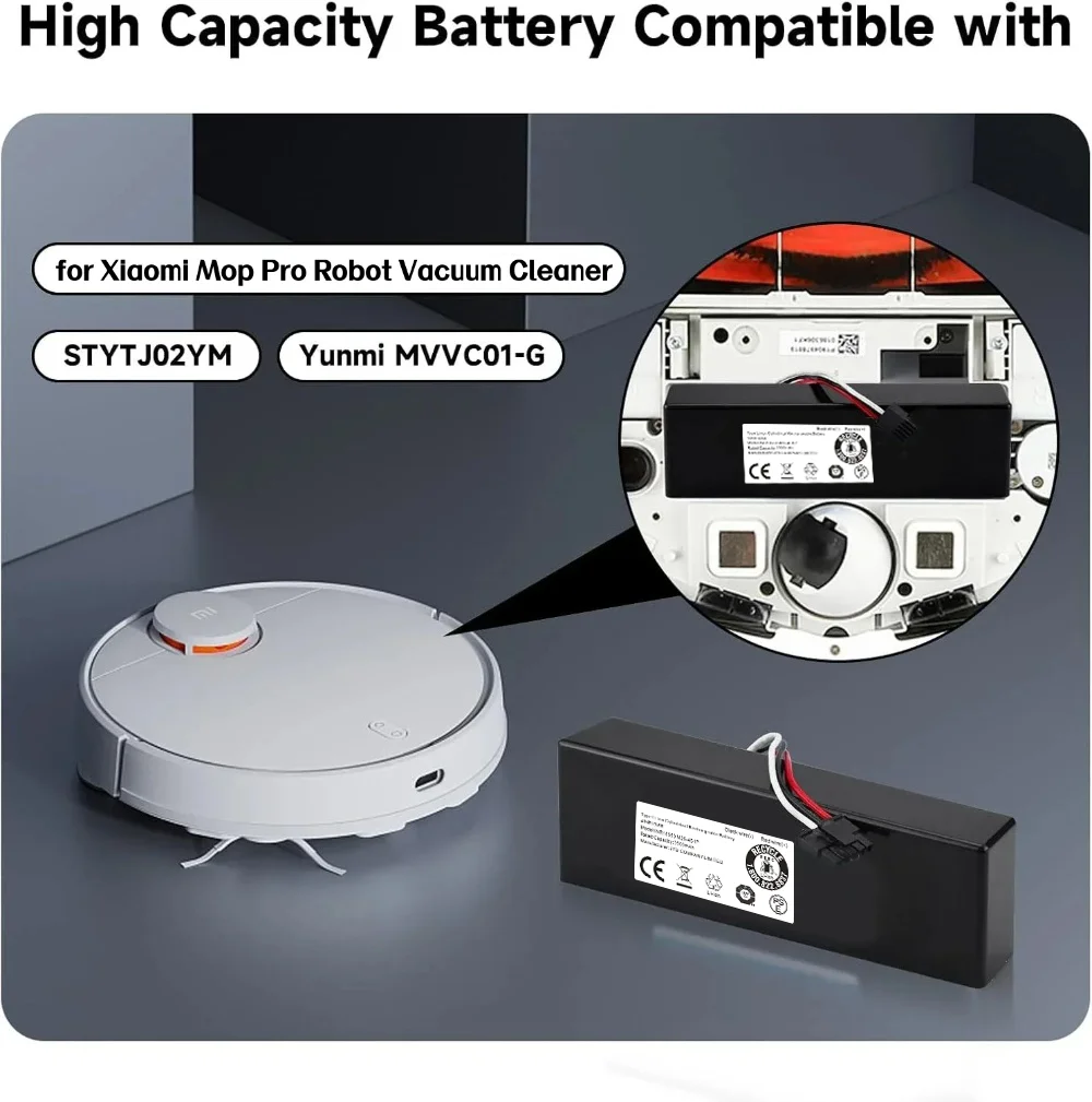 14.8V 3500mAh Vacuum Cleaner Battery STYTJ02YM for Xiaomi Mop Pro P/2S/S12 Yunmi MVVC01 Haier JX37 Wyze WVCR200S.