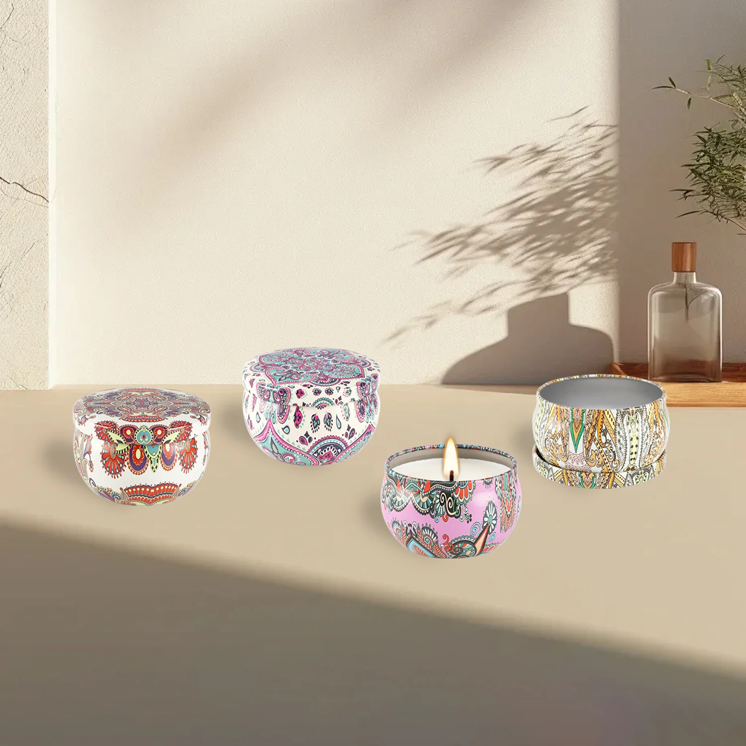 24 Pcs 1.57* 2.36inch (Approximately 4* 6cm) Ham-Style Round Metal Jars with Lids, Round Mold Containers for Candles, Suitable for Candle Making,