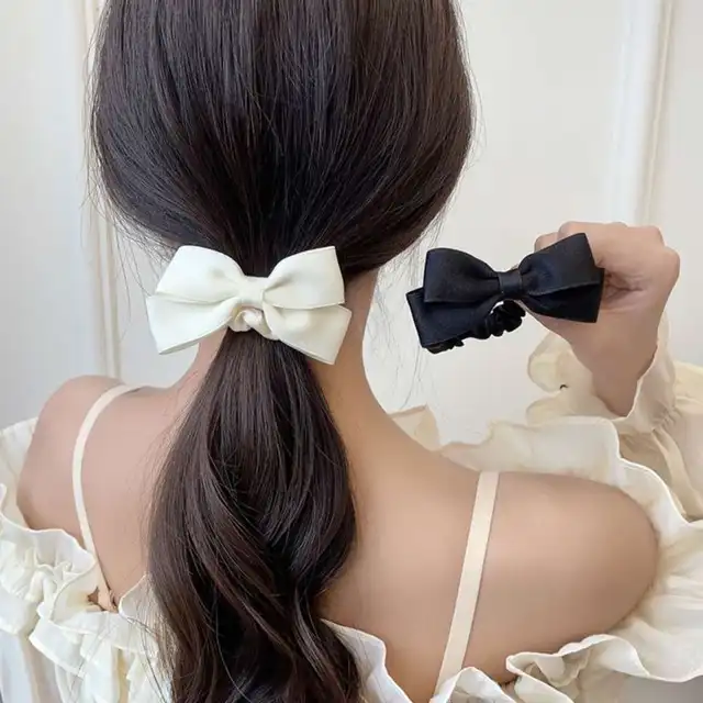 Nowa koreańska kokardka elastyczne opaski do włosów czarne białe proste gumki do włosów damskie eleganckie spinki nakrycia głowy dziewczęce akcesoria do włosów