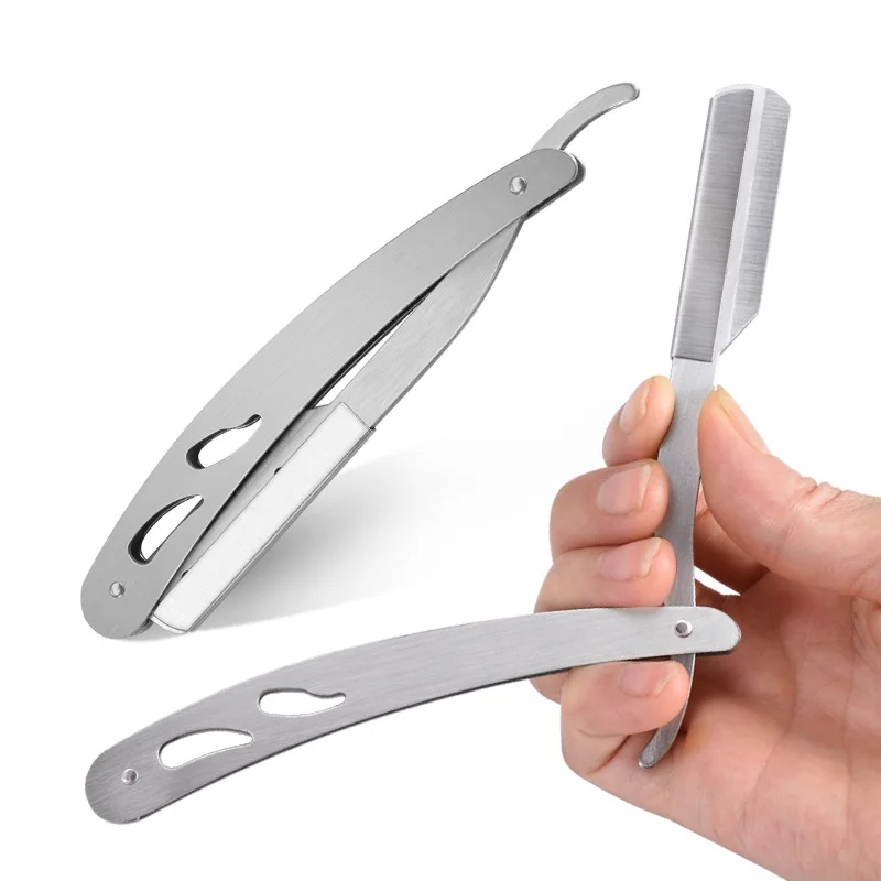 

Stainless Steel Foldable Vintage Straight Razor Excluding Blades Manual Shaver For Eyebrow Face Shaving Knife Holder Barber Tool