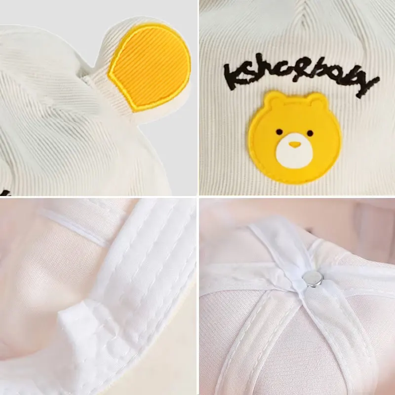 Cartoon Bear Baby Baseball Cap With Ears Cute Animal Sun Hat for Boys Girls Casual Infant Peaked Hat image 6