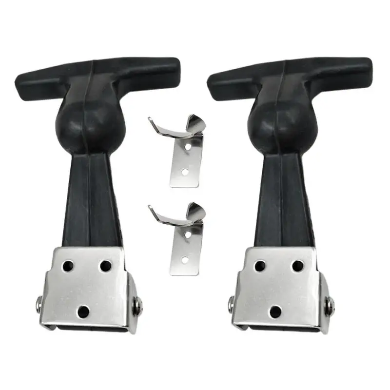 Rubber Hood Catch With Bracket 2pcs Elastic Stainless Steel Rubber Hood Catch Flexible T-shaped Drawer Latch For Coolers Boats