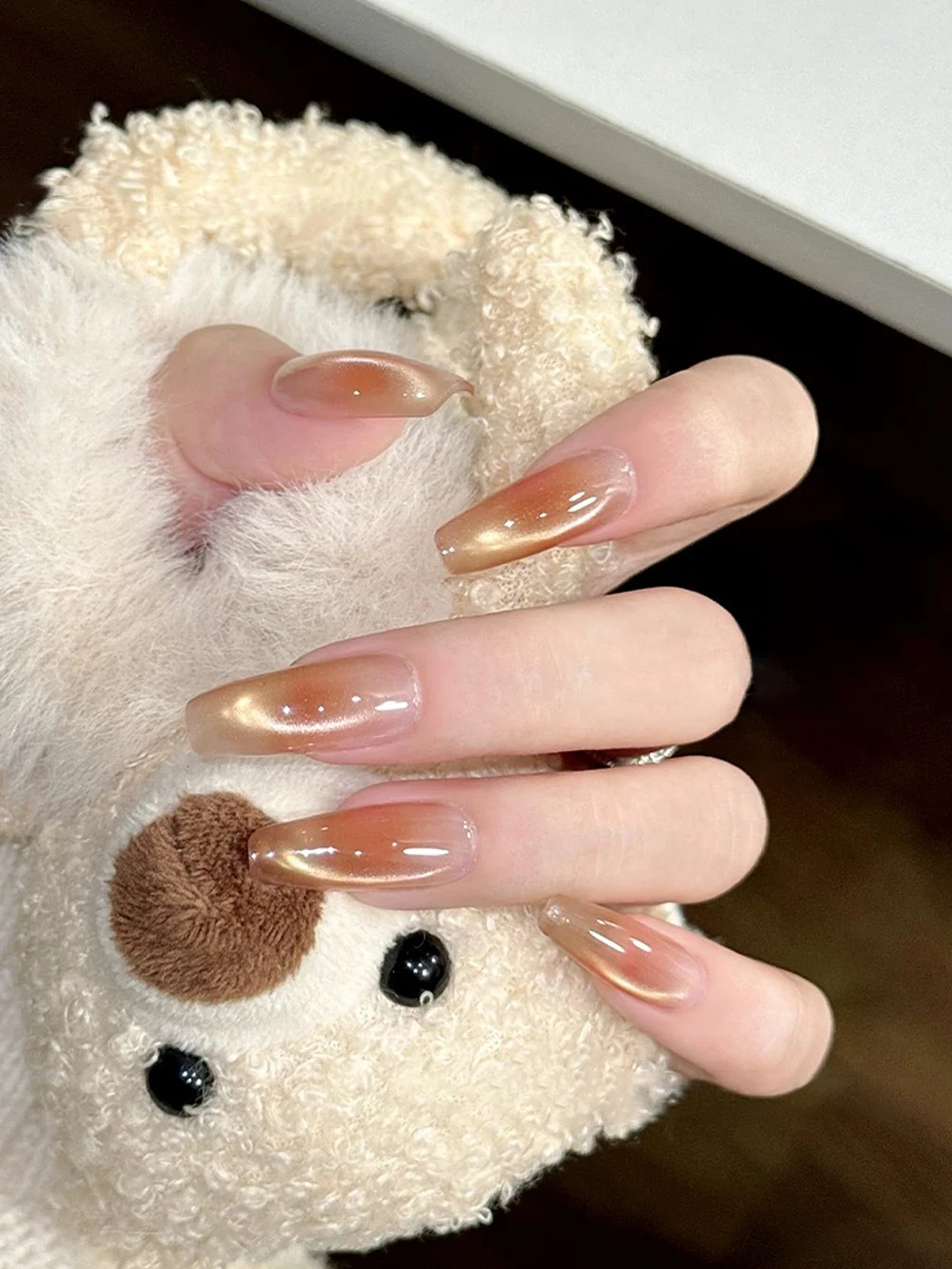 1-6 szt. 15ml Jesienny Lakier do Paznokci Efekt Kociego Oka w Kolorze Szampańskiego Złota, Żelowy, Utwardzany UV LED, Prezent dla Kobiet na Święta, Do Codziennego Użytku, DIY