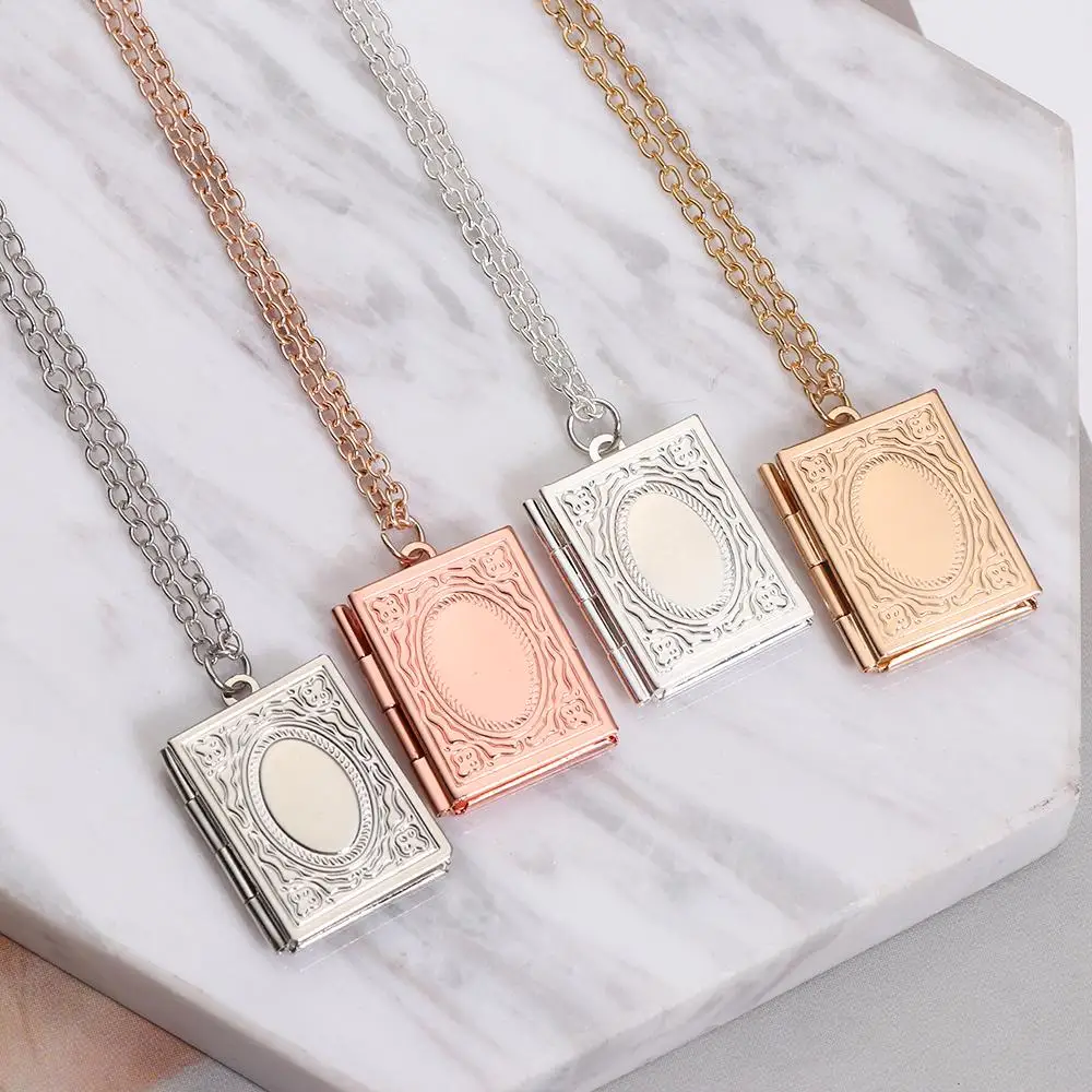 1Pc Fashion Photo Picture Locket Necklace Square Shaped Picture Pendants Titanium steel Material Necklace Fashion Jewelry