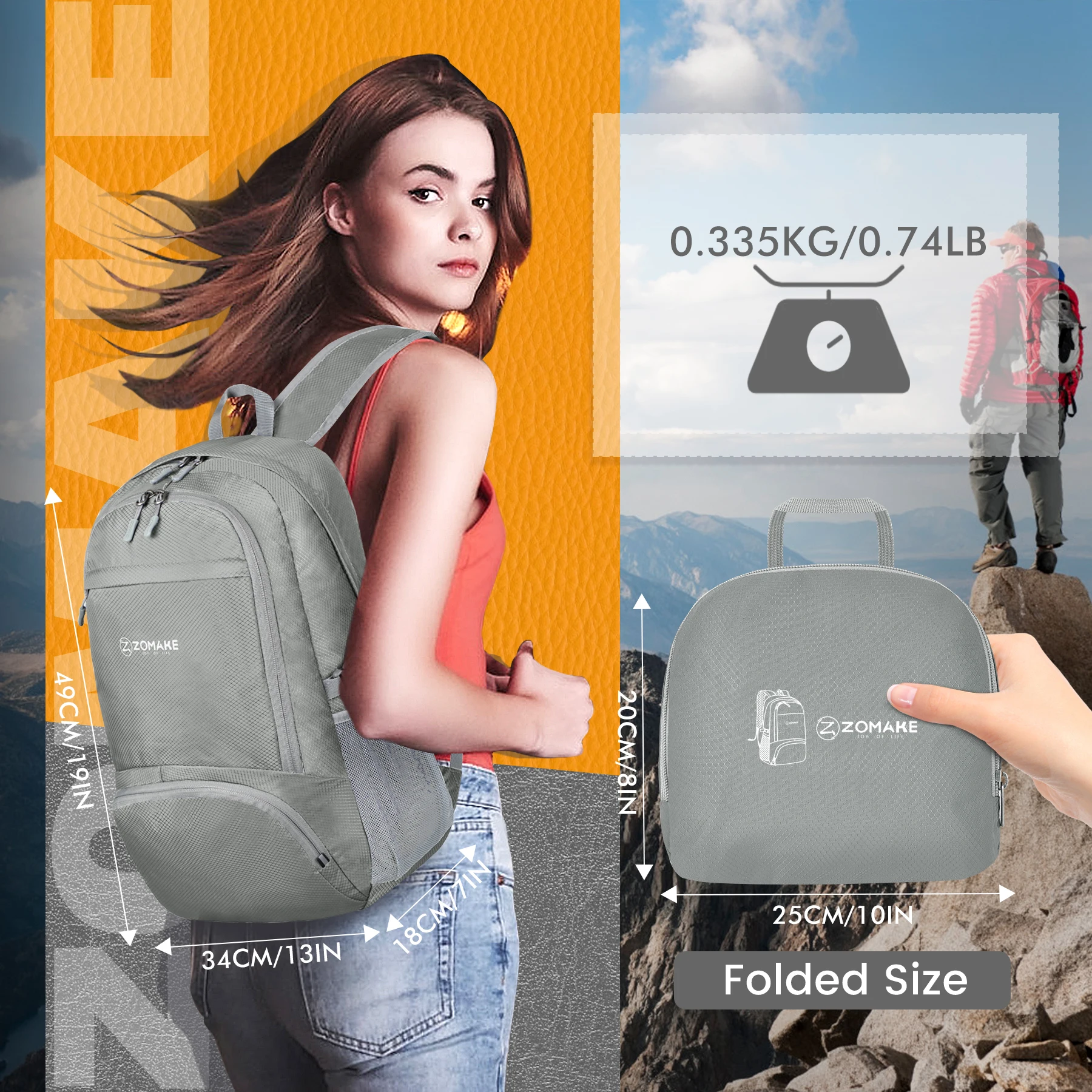 ZOMAKE 30L Foldable Backpack Outdoor Ultralight Waterproof Shoulder Pack Bag Cycling Travel Daypack Mountaineer Camping Hiking