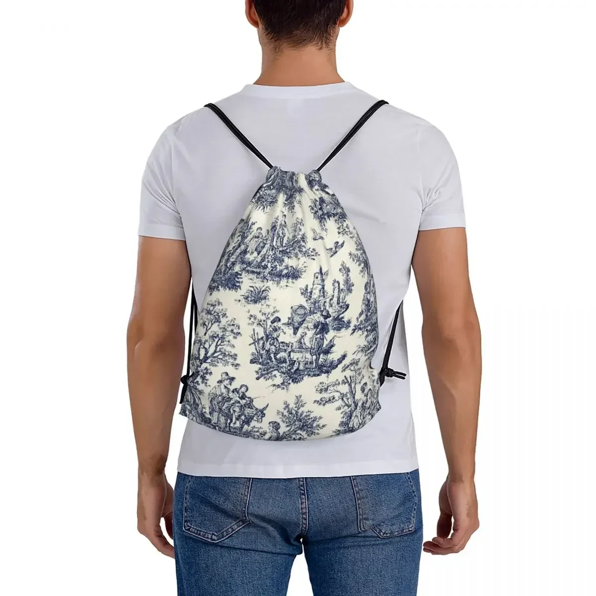 Nomades Artsy Vintage Toile De Jouy Backpacks Fashion Portable Drawstring Bags Shoes Bag Book Bags For Man Woman Students