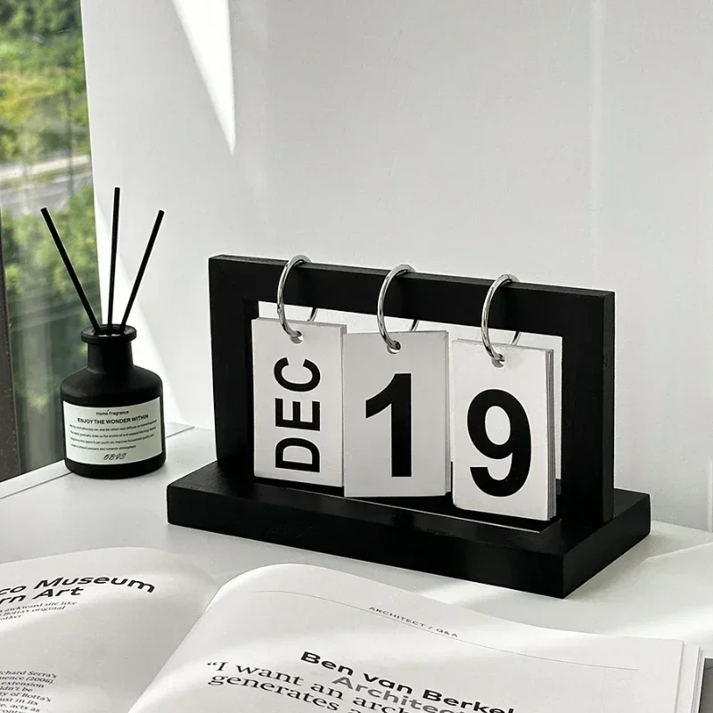 

Nordic Wooden Calendar Ornament 2024 New Desk Calendar Ins Creative Office Desktop Decoration Small Ornament Minimalist