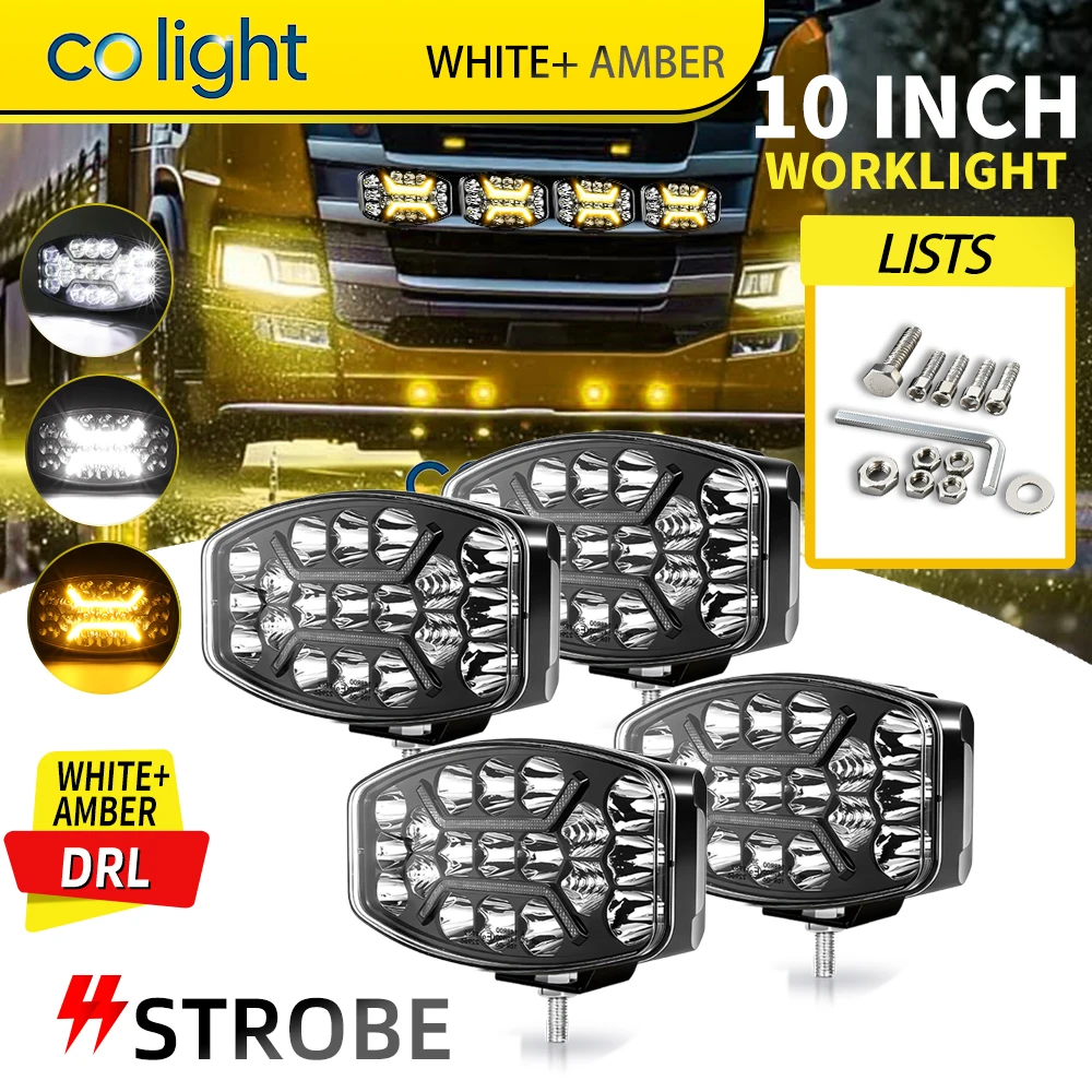 Image of colight 10 Zoll Offroad-Oval-LED-Fahrlicht mit Kombinationsstrahl, Angel-Eye-Tagfahrlicht und Stroboskop-Warnleuchte für LKW, Traktor, Bagger im Offroad-Einsatz