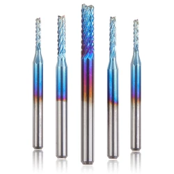 10 Pcs Steel End Mills Set 0.8mm to 3.175mm Blue Coating of for Nano Hard Alloy Corn Milling Cutter for Ste