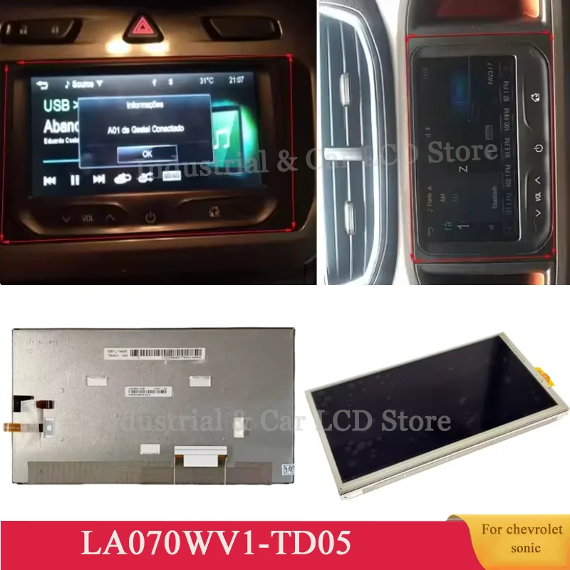 LA070WV1-TD05 LA070WV1(TD)(05) LCD With Touch Screen For Auto ChevroletSonic 2014 Chevy Cruze 2013-2018 Opel Adam Corsa E LCD