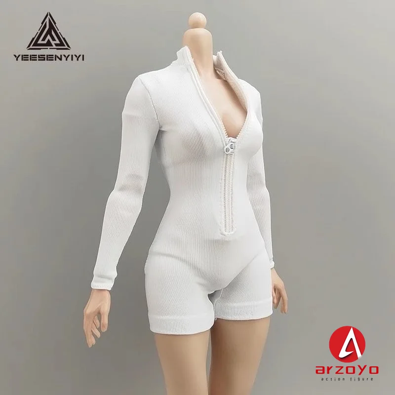 DG065 1/6 High Neck Long Sleeves Jumpsuit Shorts Sexy Tights Clothes Model Fit 12'' BJD Female Soldier Action Figure Body