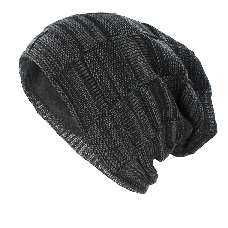 NIXHIT New Plus Velvet Thicken Knitted Beanie Warm Skullies Beanies Men Winter Hat Women Knitted Hats Casual Riding For Men Cap