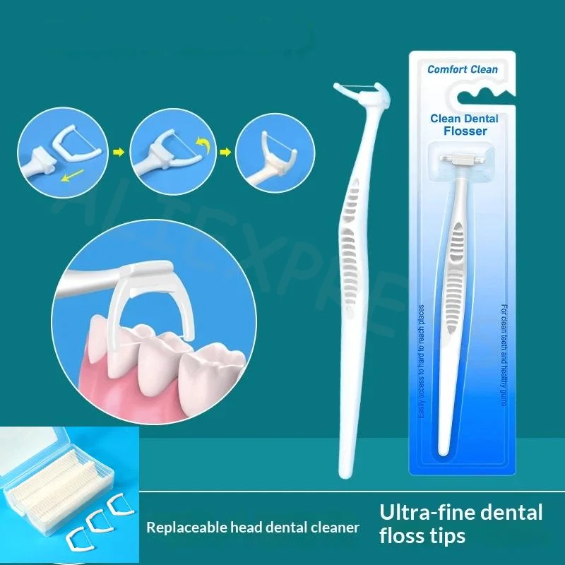 Dentist Teeth Sticks Oral Care Hygiene Toothpick Tools Replaceable Dental Floss Sticks Oral Cleaning Reusable Floss Sticks
