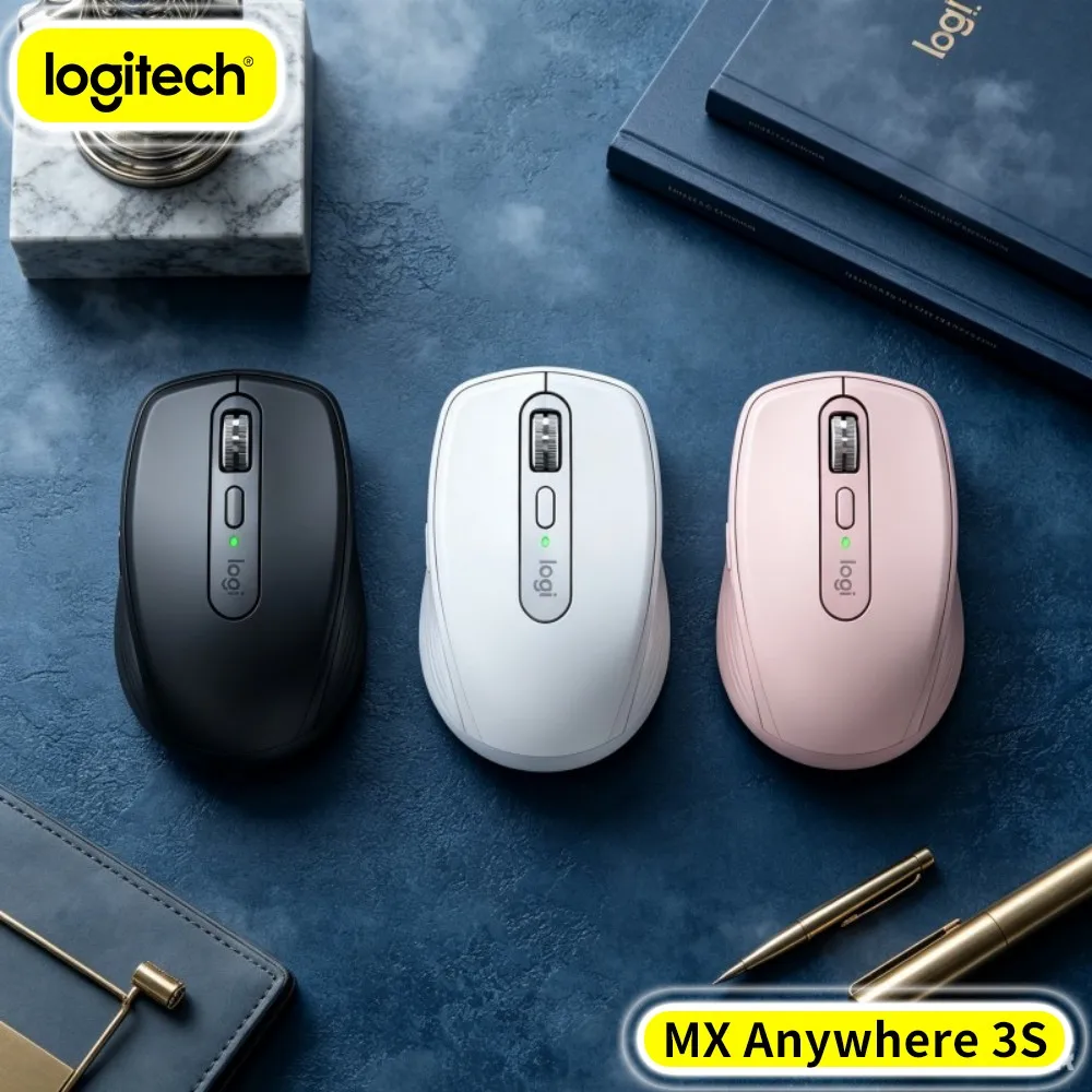 Logitech MX Anywhere 3S Travel Mouse - 8K DPI Glass Tracking, Hyper-Scroll, Silent Click, USB-C Charging For Dorm Trip