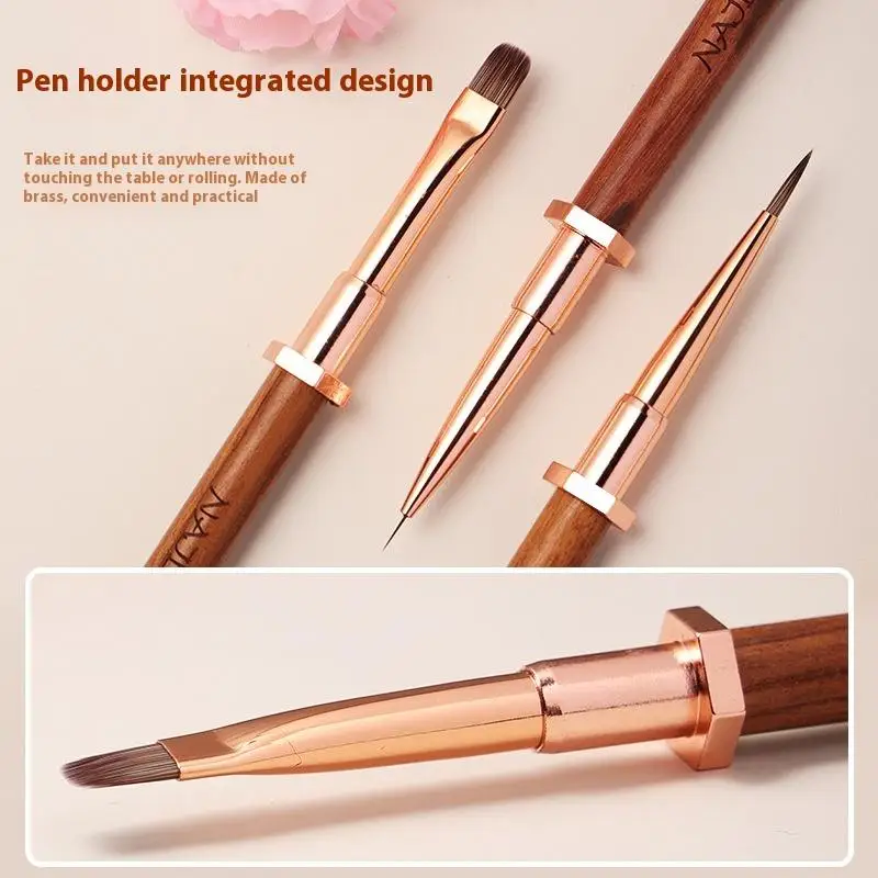

New Sandalwood Nail Art Brushes Pen Rack Design Painting Nail Design Pen Detail Brush Ding Tool Mani Pen