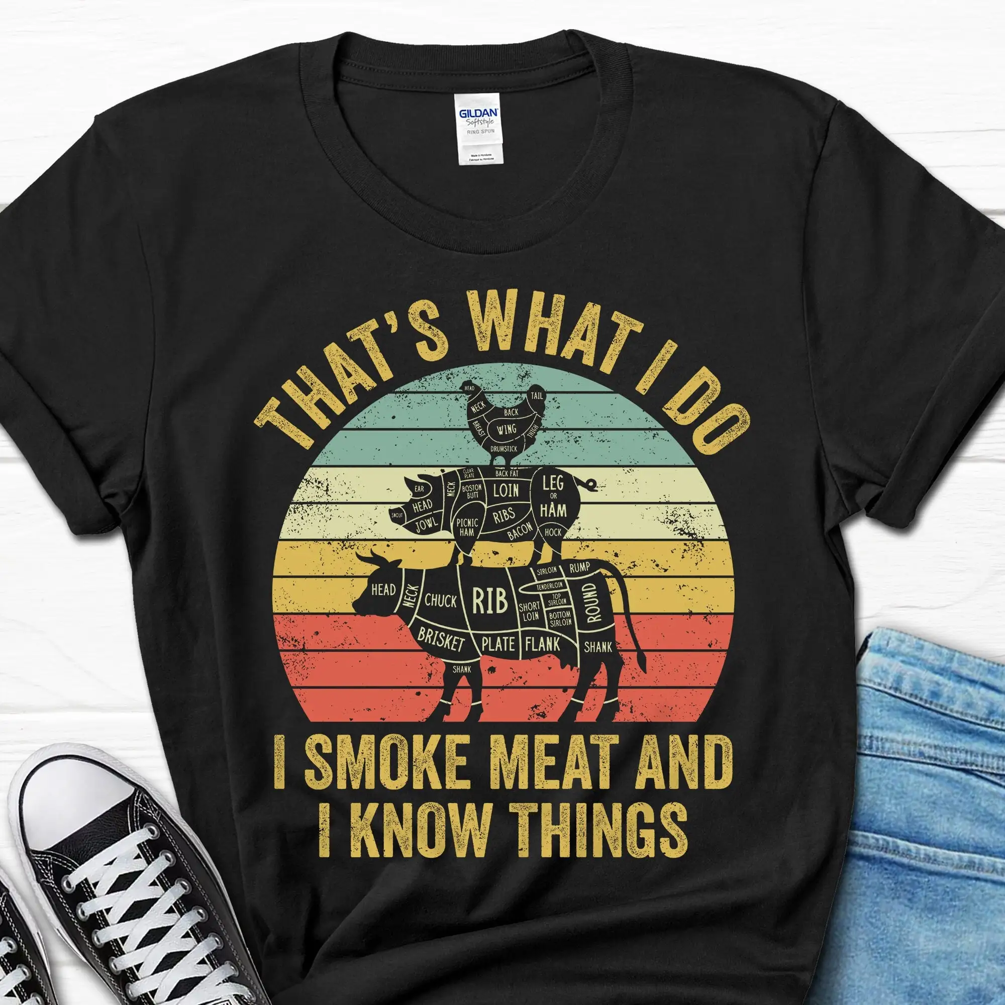 Meat Smoking Men's Smoker T Shirt For Men Husband Grilling Lover s Him Father's Day Funny From Wife