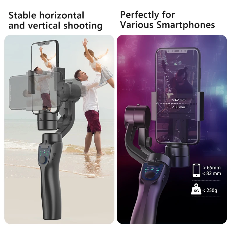 F8 Handheld 3-Axis Gimbal Suporte Do Telefone, Anti Shake, Estabilizador De Gravação De Vídeo, Xiaomi, iPhone, Celular, Smartphone